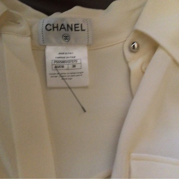 🧡Sold ebay🧡Chanel 2015 Cruise Collection Creme silk high-low top Fr 38 - Picture 7 of 10